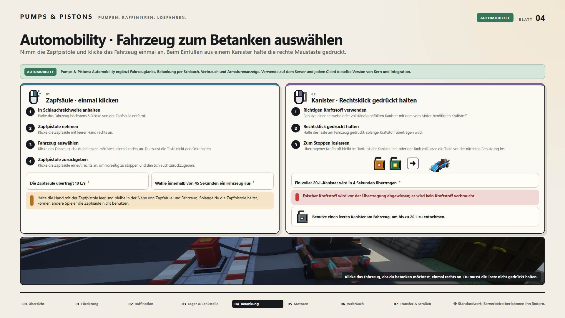 Automobility · Fahrzeug zum Betanken auswählen
