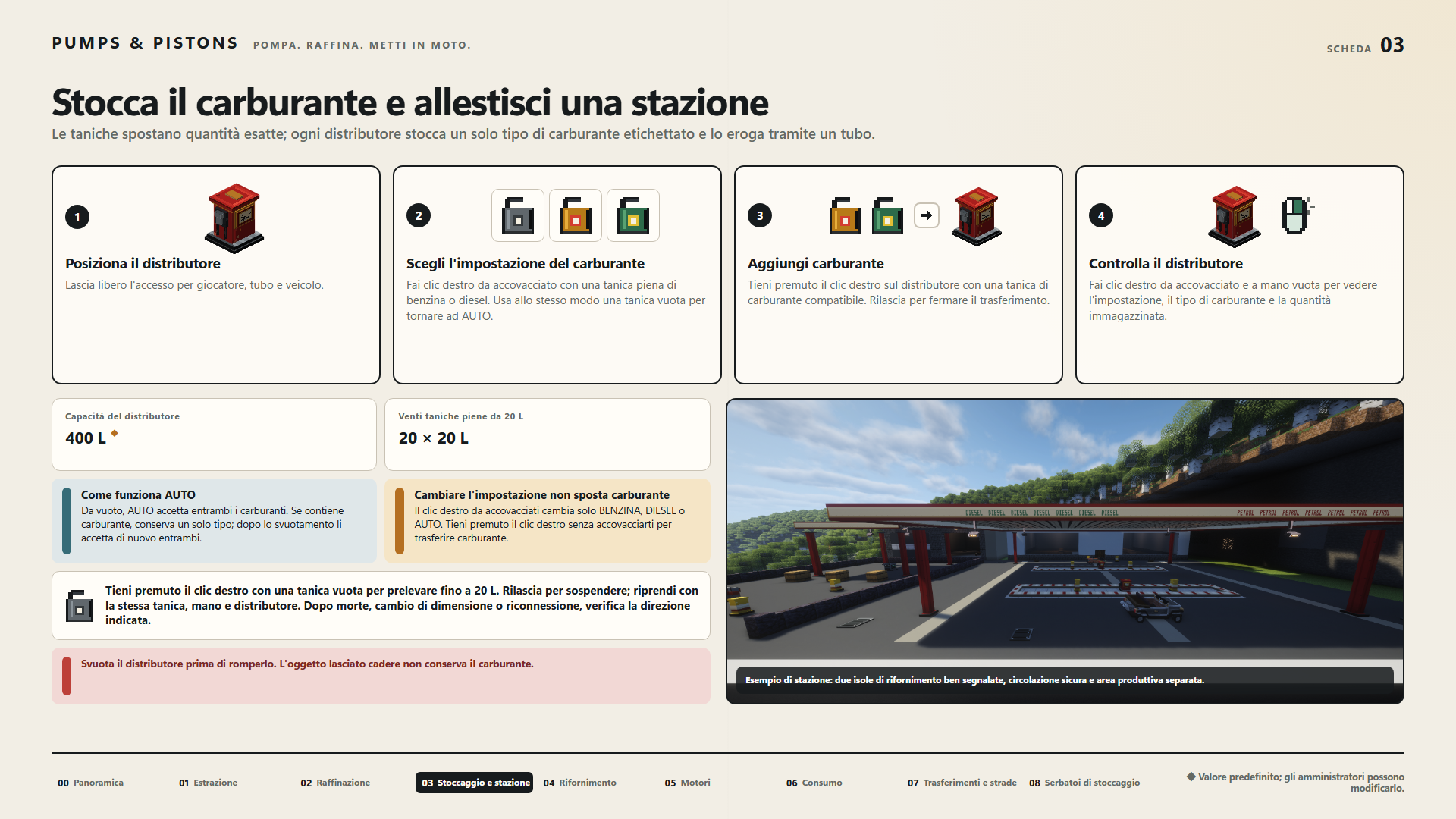Stocca il carburante e allestisci una stazione