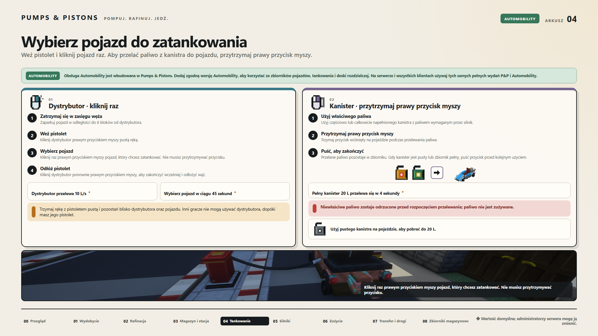 Wybierz pojazd do zatankowania